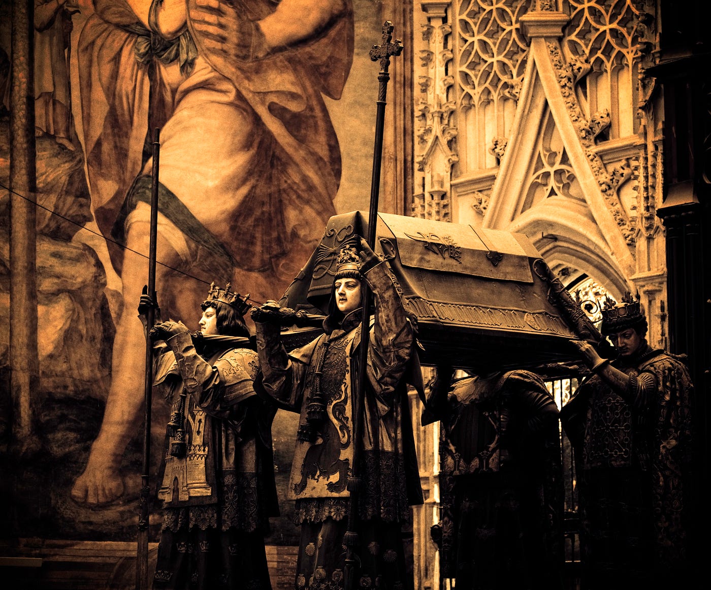 Christopher Columbus’ sepulcher in the Cathedral of Seville, Spain.