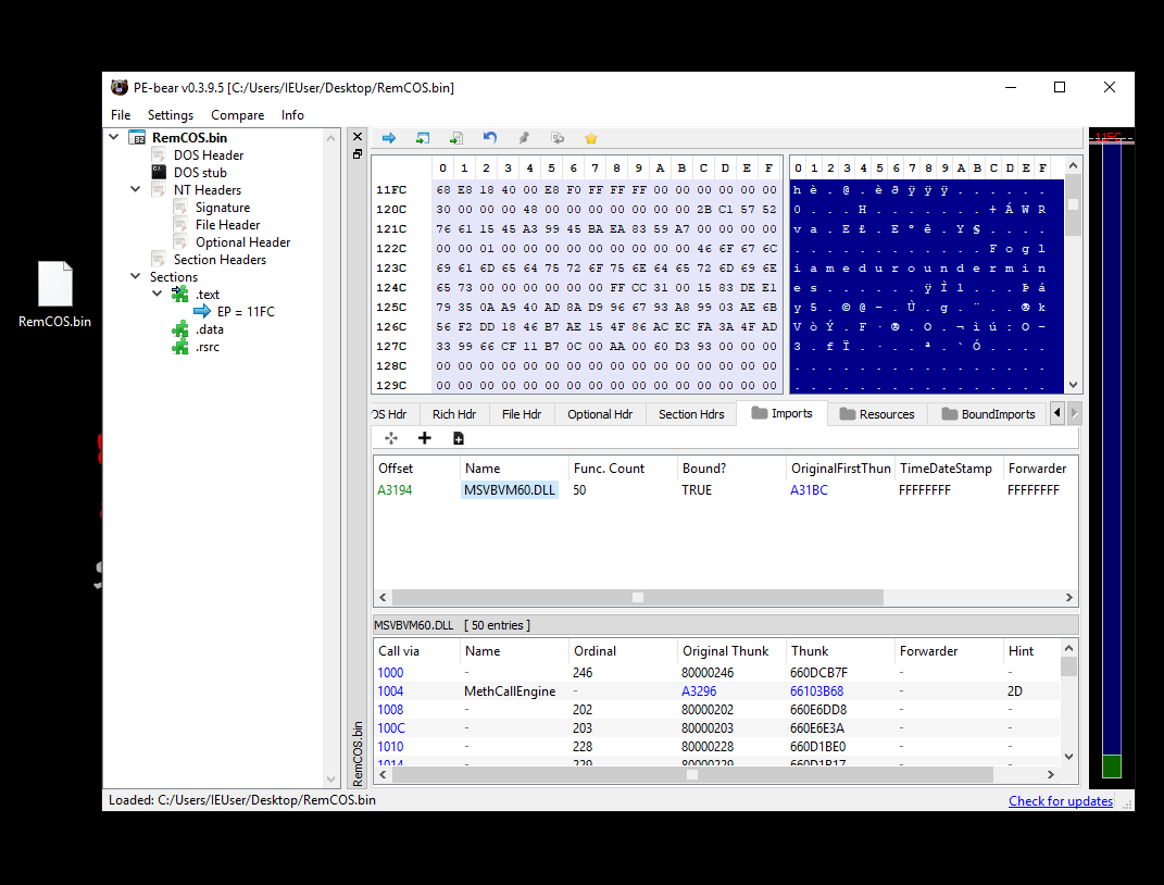 MSVBVM60.DLL points at VisualBasic6 code