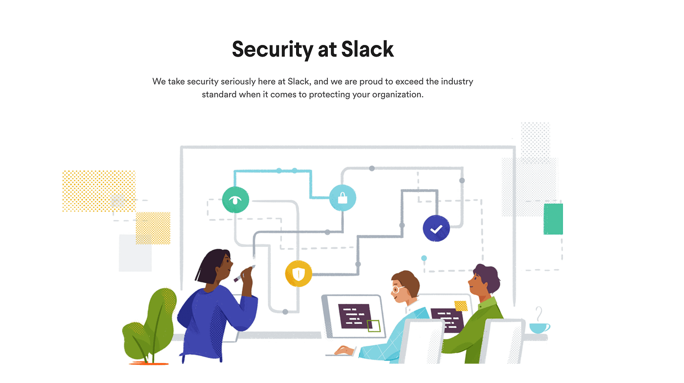 Illustrated graphic used to visualize security on Slack