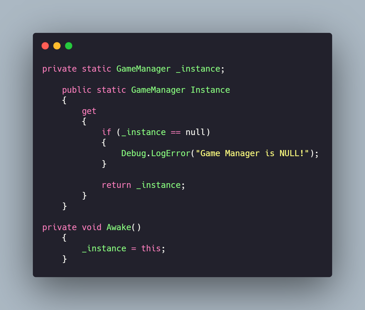 Tip of the Day: Manager Classes & Singleton Pattern in Unity | by Mohamed  Hijazi | Level Up Coding
