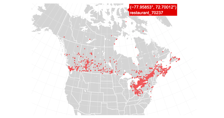 Map Of Tim Hortons Locations Which Tim Hortons Did Santa Go Interactive Visualization Of Latitude And Longitude On Maps With Plotly And Python By Alina Zhang Medium