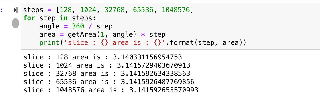 用三 形驗證圓面積 使用python Jupyter Tree Rocks