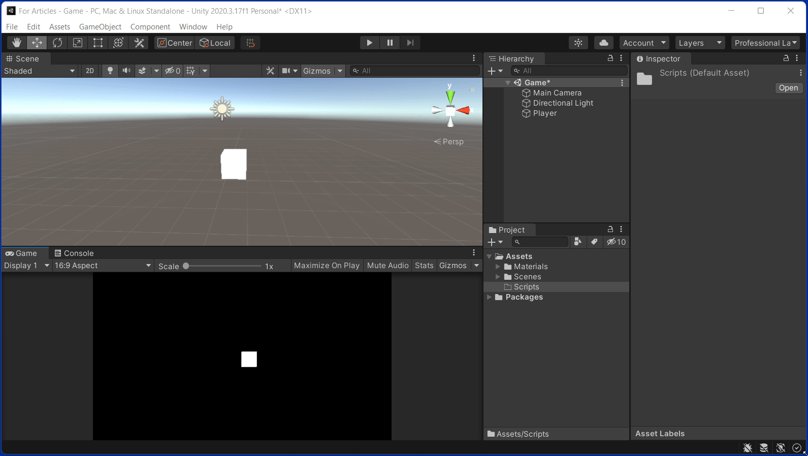 Simple Player Movement in Unity. Setting Player Starting Position and ...