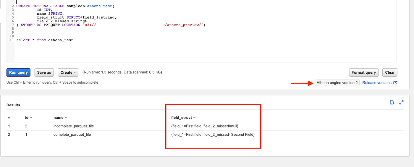 Amazon Athena — Parquet Schema Evolution support for Nested fields by