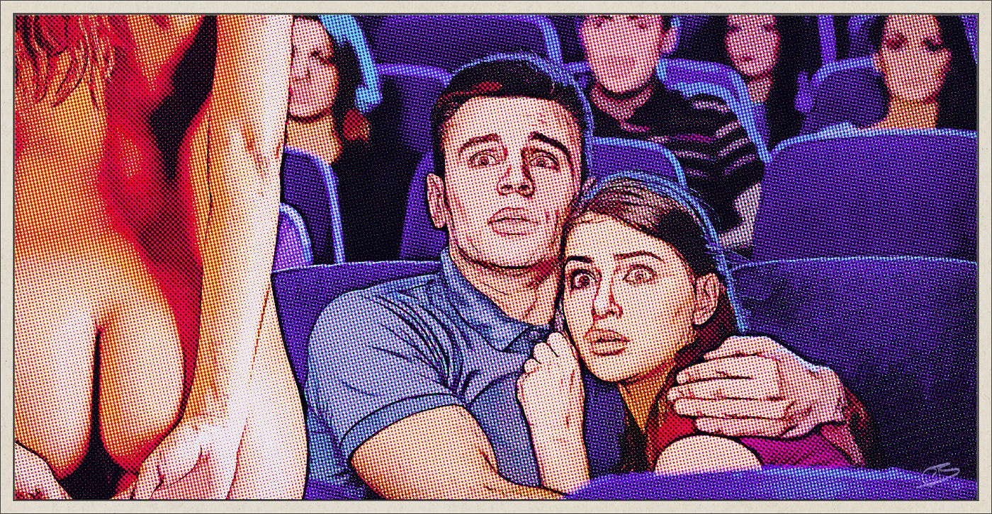 Couple shocked by nude woman on stage