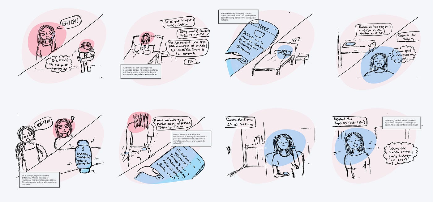 Storyboard about Andrea using Serene App