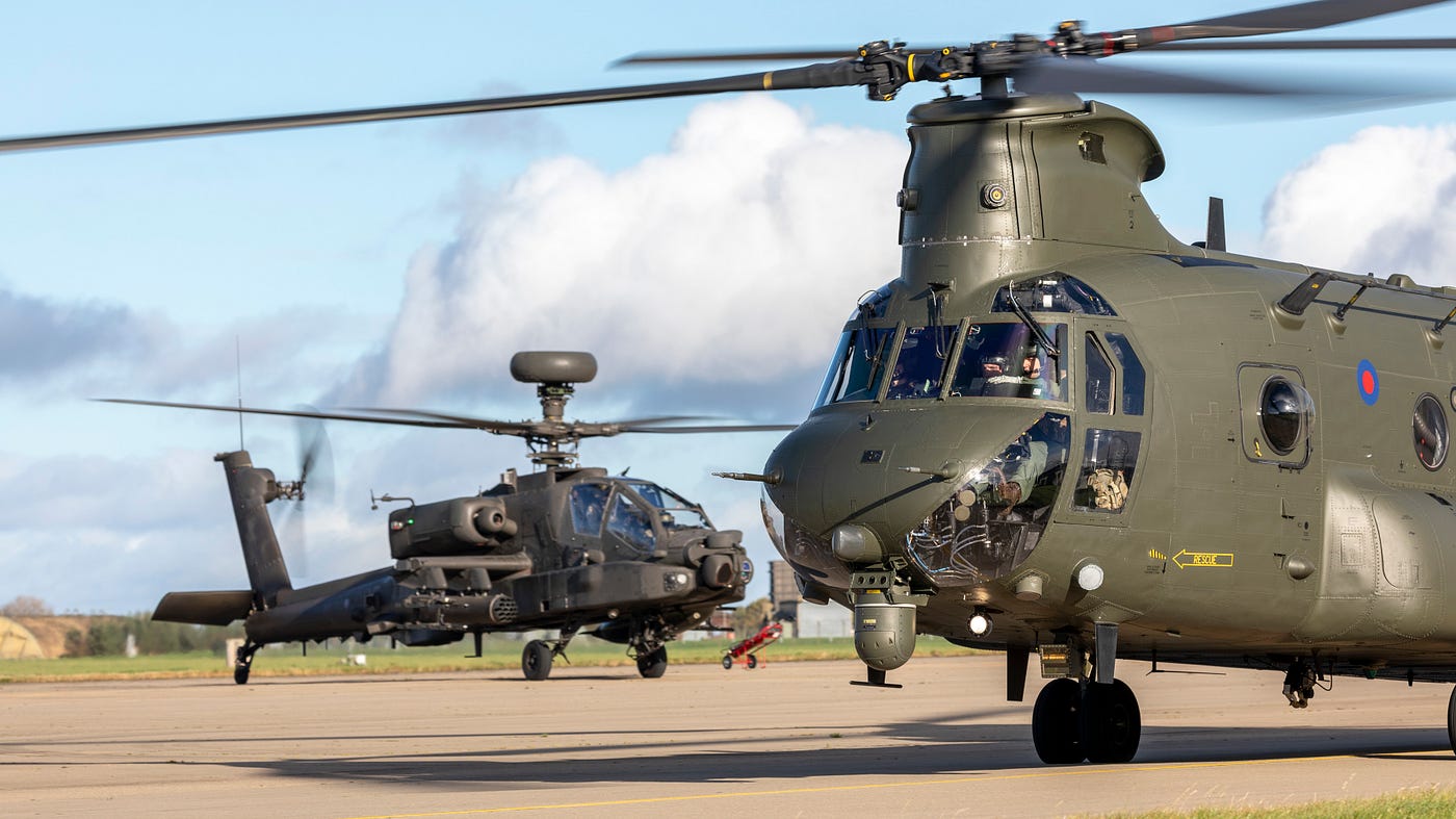An image of aircraft from Joint Helicopter Command arriving at RAF Leeming.