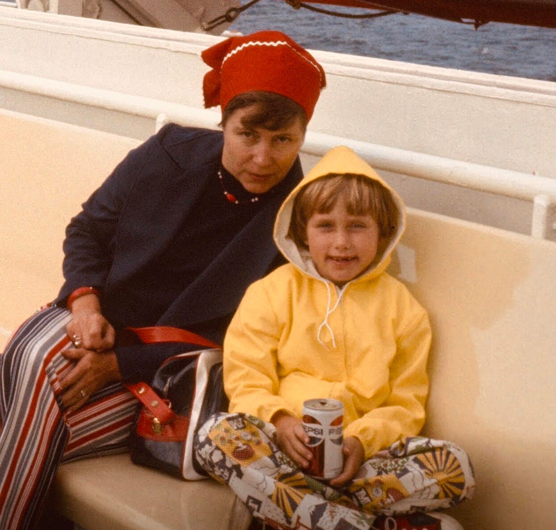 on a boat with my mom