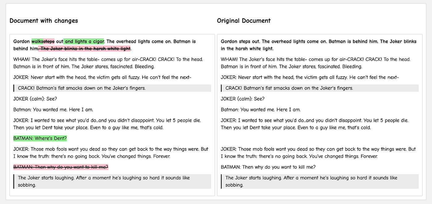 How to build a Content Diff View in vanilla JavaScript | by Krishna Prasad  | JavaScript in Plain English