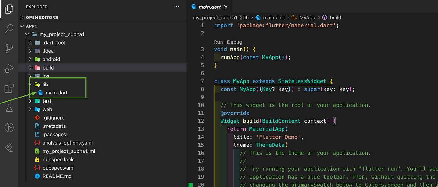 Flutter — main.dart & Widgets. As a prerequisite, here you need to… | by  Niluka Sripali Monnankulama | Many Minds | Medium