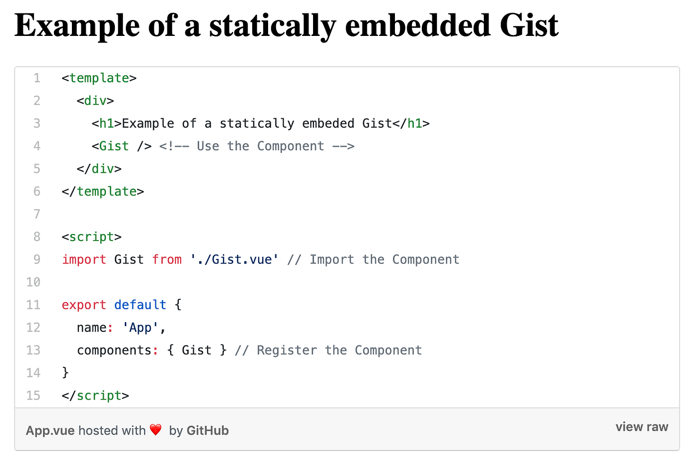 How to embed a Gist statically in Vue | by Nick Wu | Medium