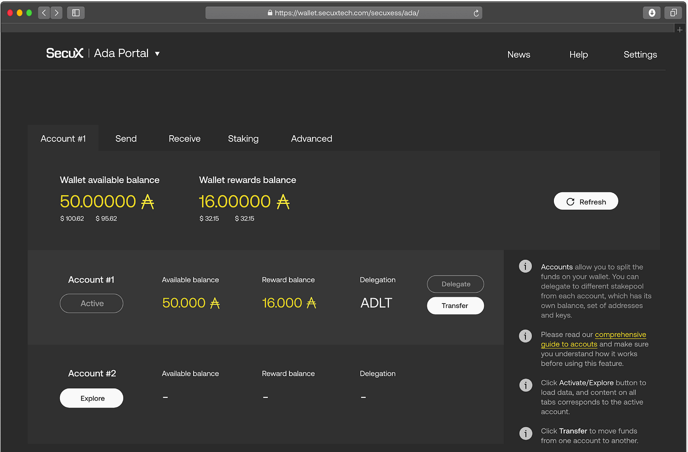 SecuX’s Ada Portal