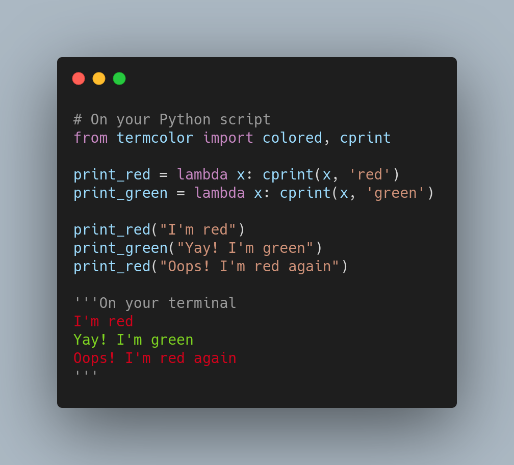 Prettify your Terminal Text With Termcolor and Pyfiglet | by Khuyen Tran |  Towards Data Science