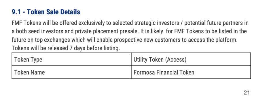 Excerpt from the Whitepaper distributed to prospective investors