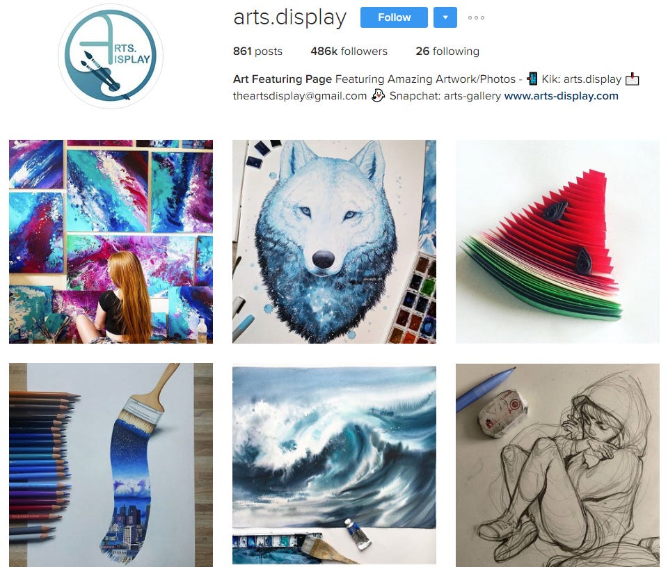 A selection of images from an artist’s Instagram account.