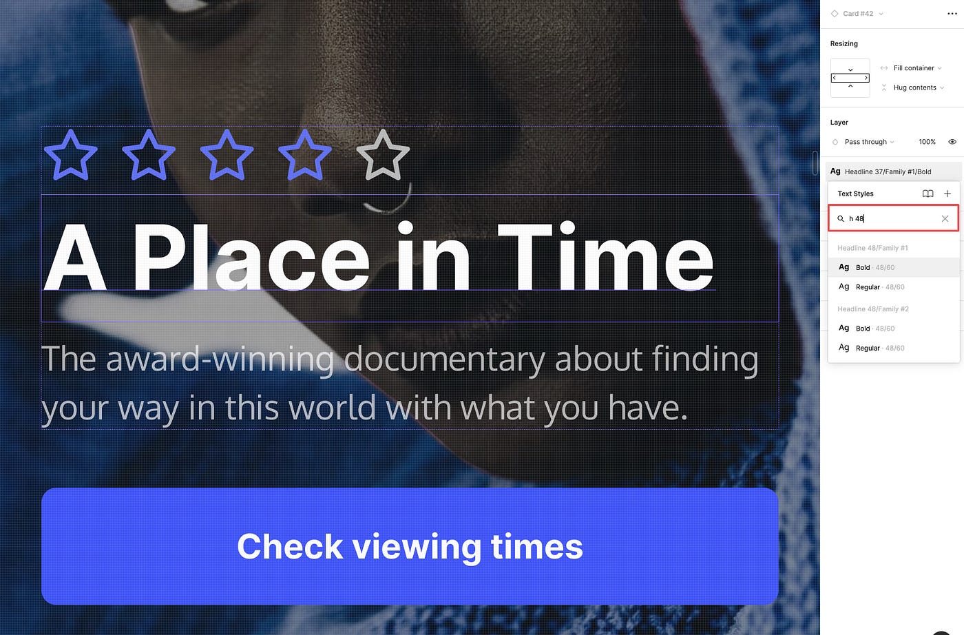 An example of the Styles’ Search function being used in Figma