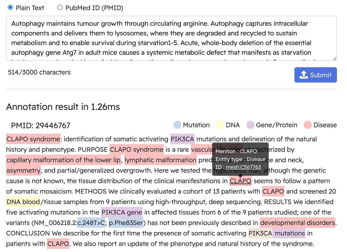 BERN2 real-time biomedical entity recognition