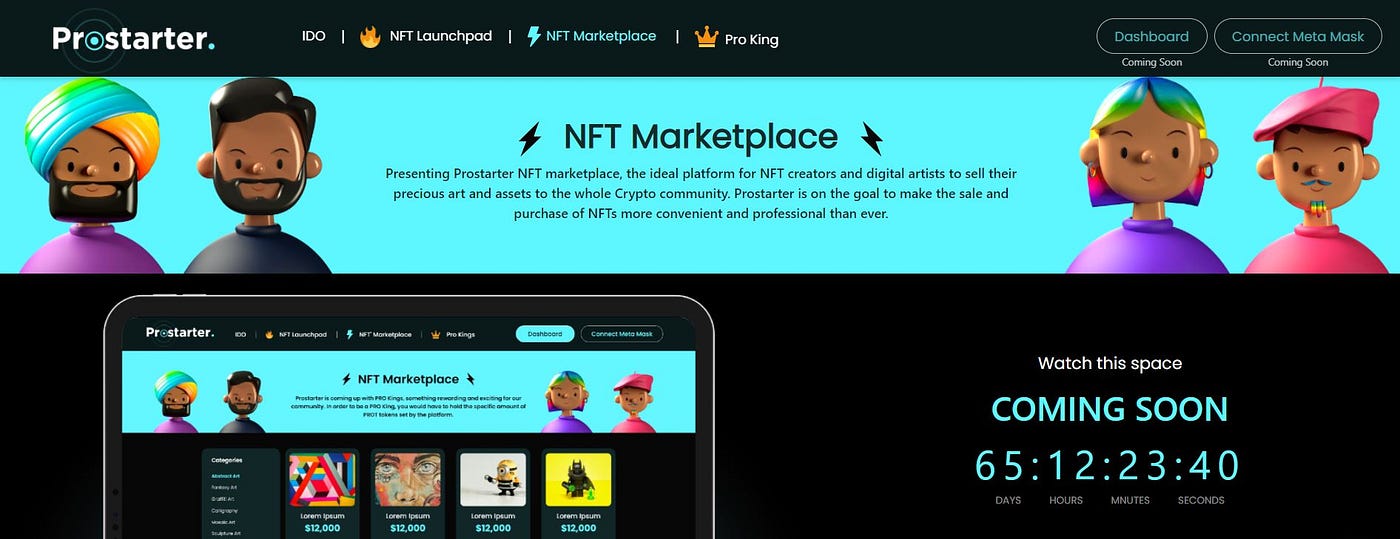 NFT Marketplace with launchpad on Prostarter