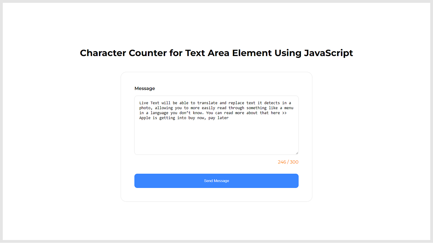 Character Counter For Text Area Element Using Javascript By Tara Prasad Routray Level Up Coding