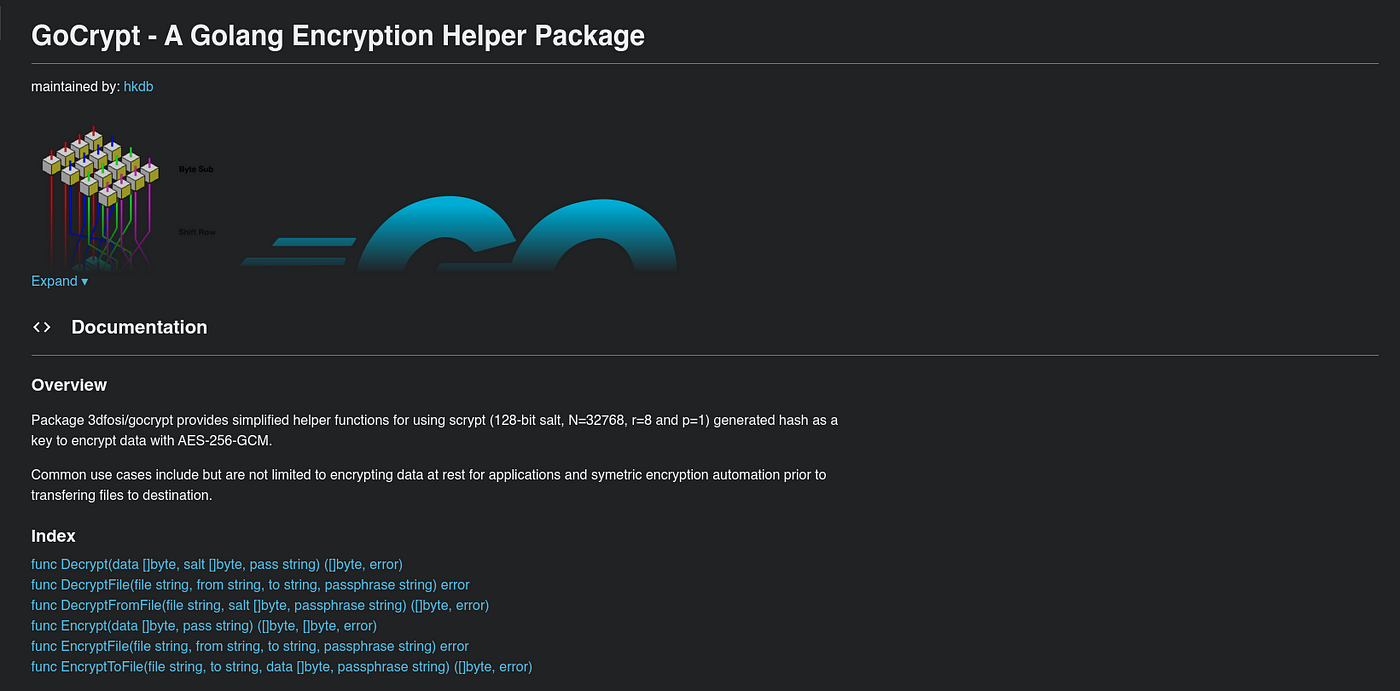 Encrypting Data with Golang. 3dfosi/gocrypt — A Golang Encryption… | by  Jeremy Cheng | Level Up Coding