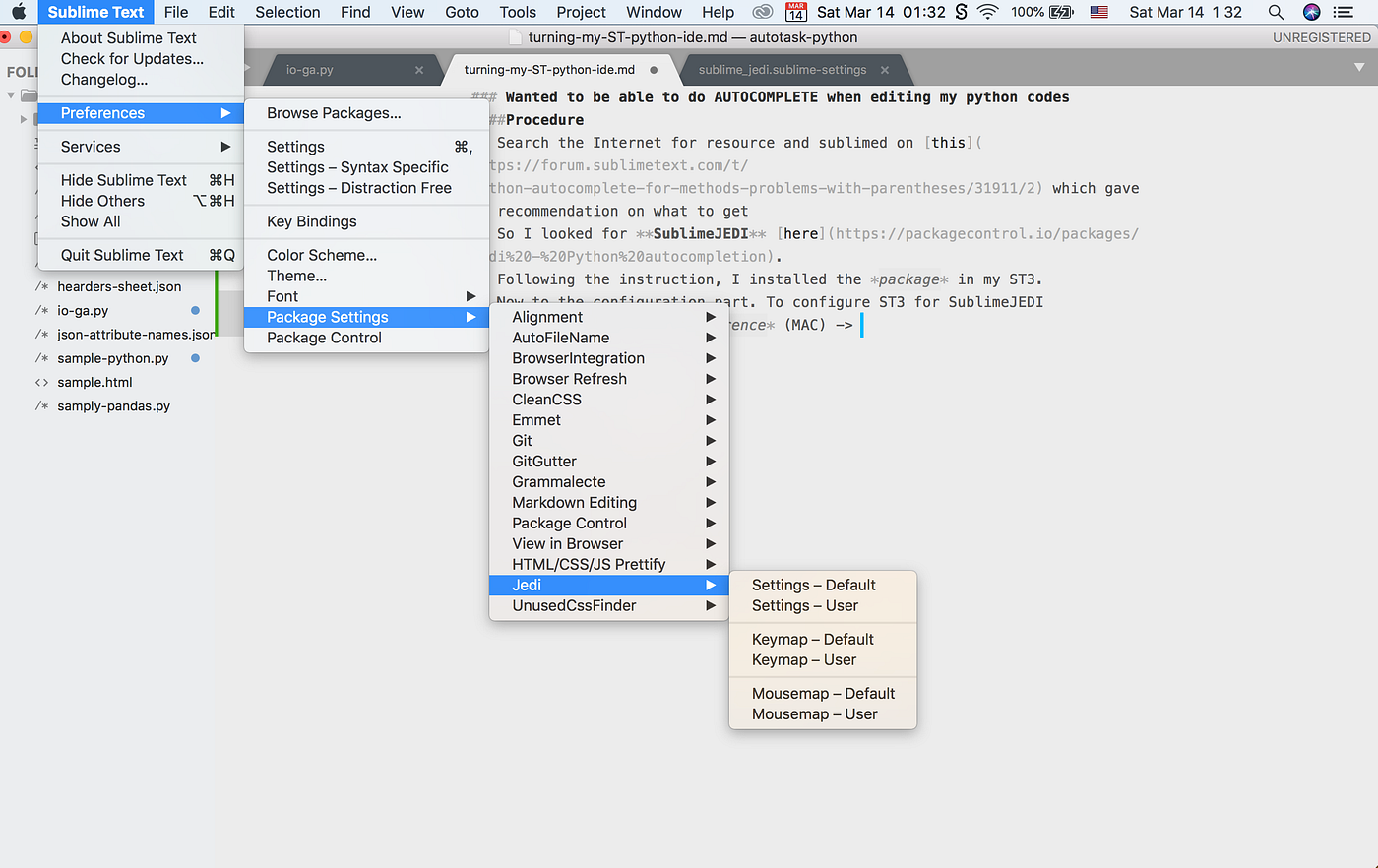while coding Python in Sublime Text (ST3) by 