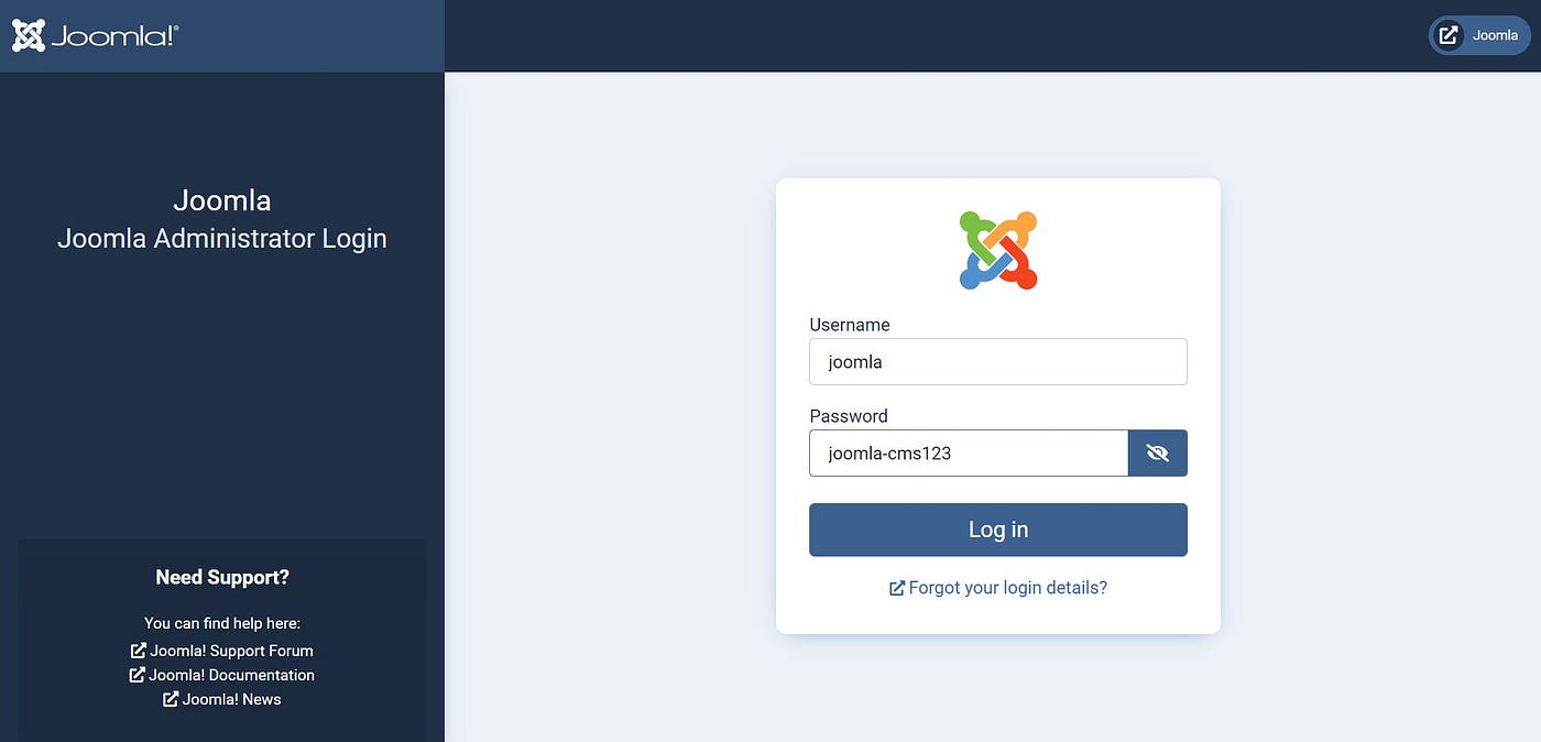 Joomla Administrator Login Page