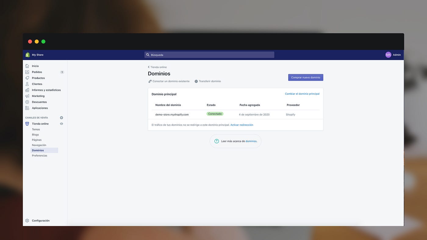 Conectar un dominio con tu tienda de Shopify