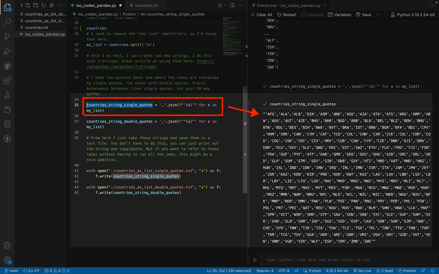 Using Python Pandas to turn ISO Country Codes into a string to use as  values for a SQL Query | by Chris Hoina | Dec, 2022 | Dev Genius