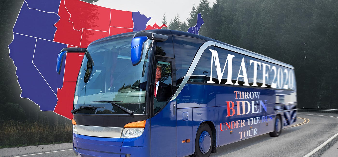 Trump in new campaign bus.