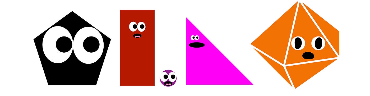 Four 2d bad boss characters stood close to but slightly apart from a 3d bad boss character.