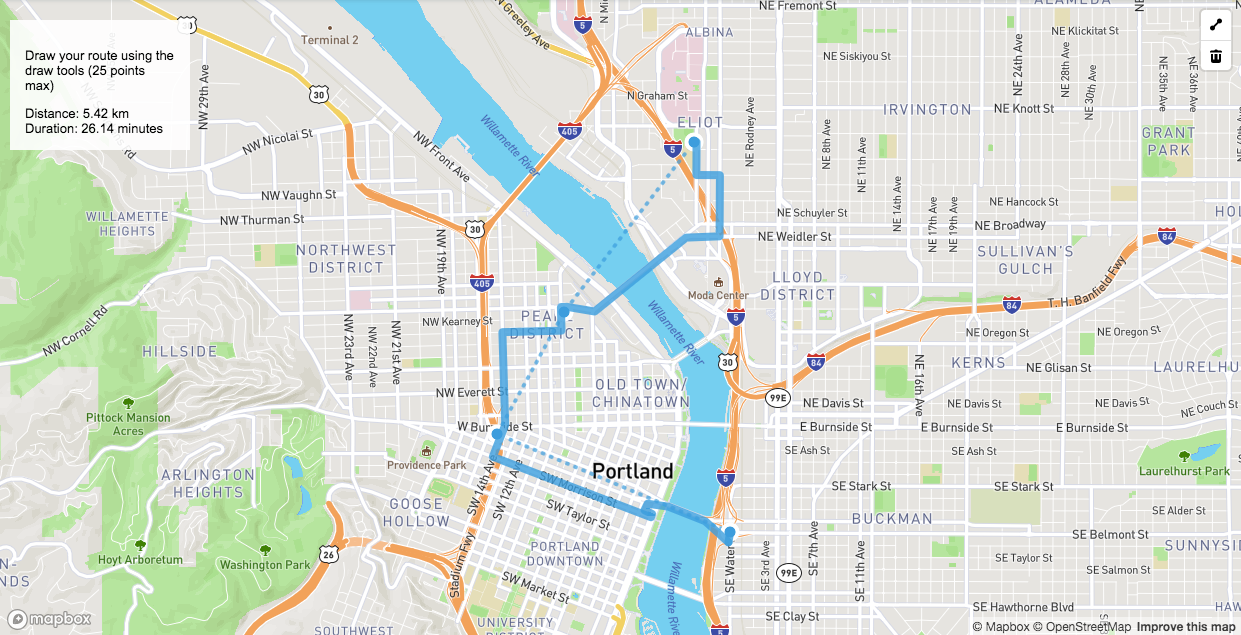 Map hacks: Directions API + draw tools | by Mapbox | maps for developers