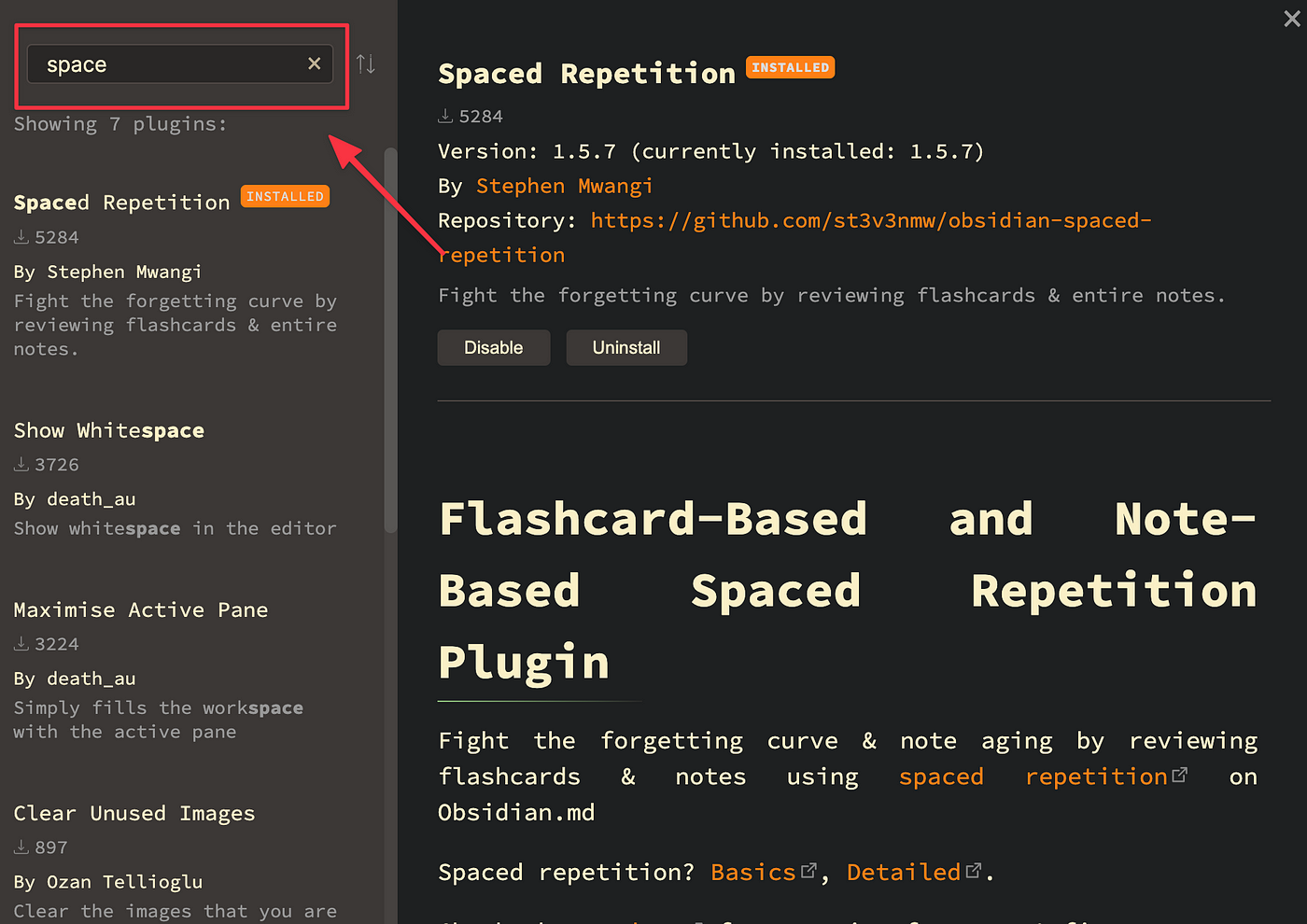 安装 Spaced Repetition