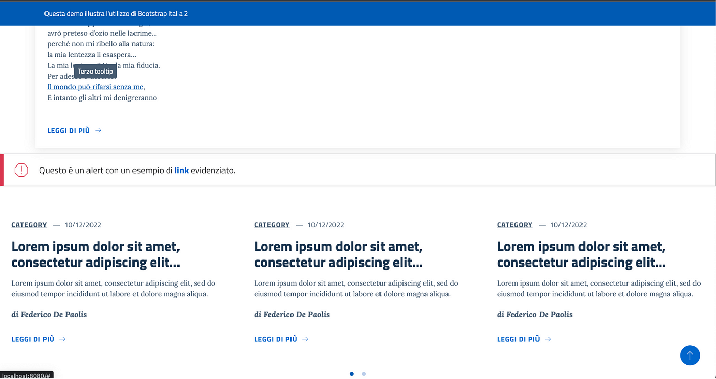 screenshot di Bootstrap Italia 2