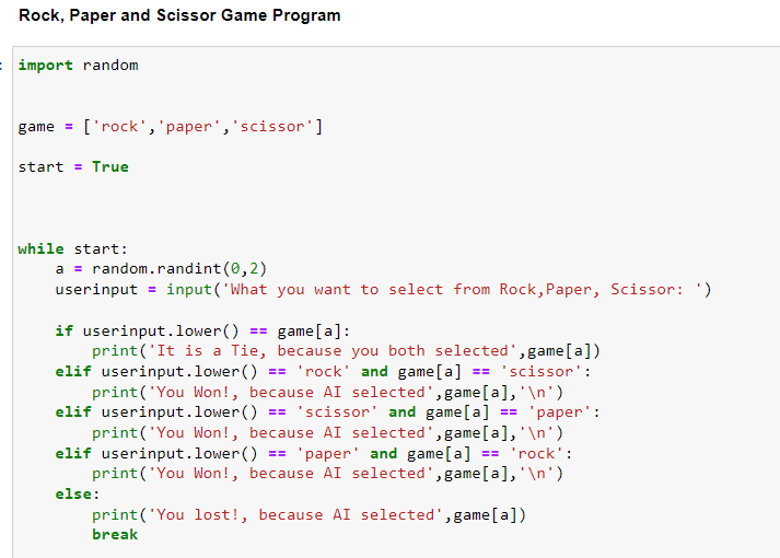 Rock, Paper and Scissor game program in Python - Yogesh Rawat - Medium