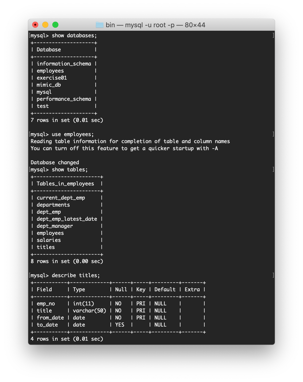 MySQL — Import example databases & basic database structure of MySQL