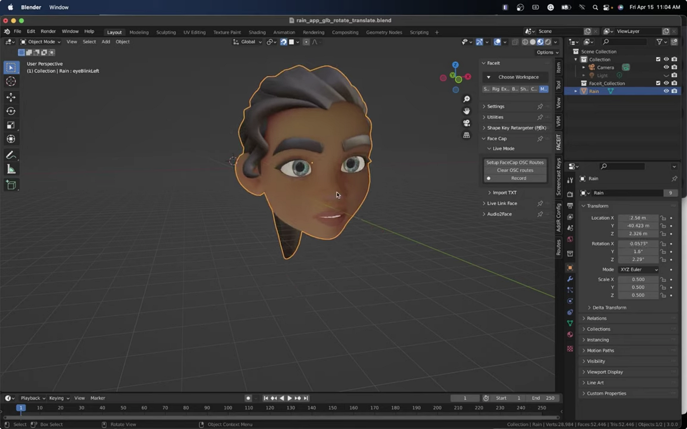 Face Tracking in Blender Using A Webcam, OSC, and AddRoutes | by Hannah  Pratte | QuarkWorks, Inc. | Medium