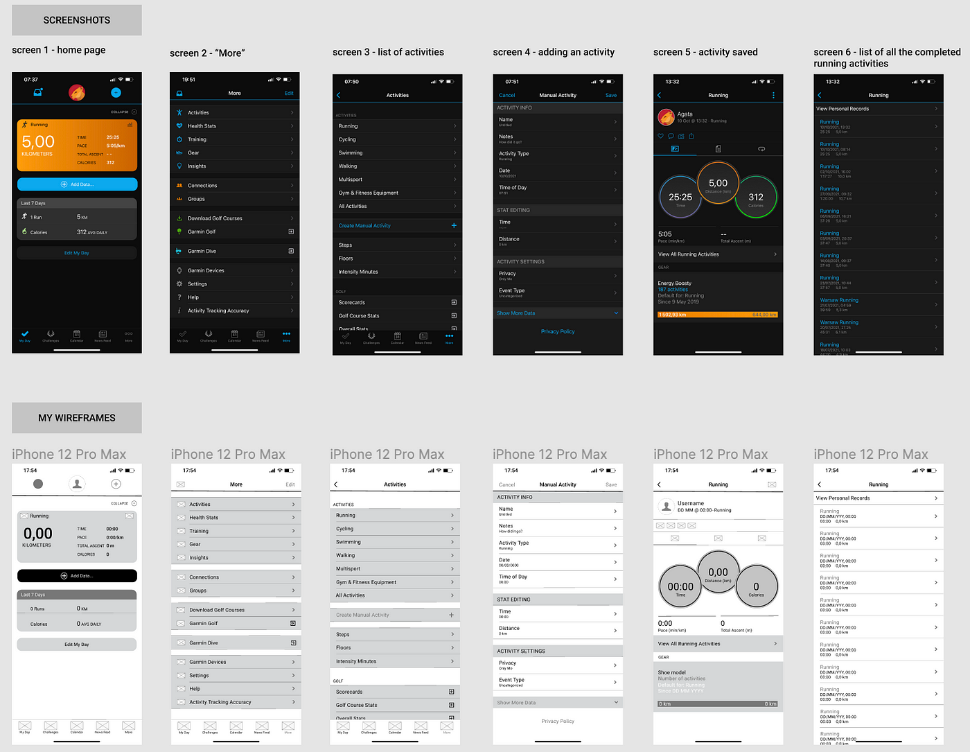 Ironhack Prework: Wireframing (Garmin Connect) | by Agata Bruzi | Medium