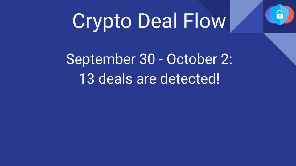Crypto Deal Flow: September 30–October 2