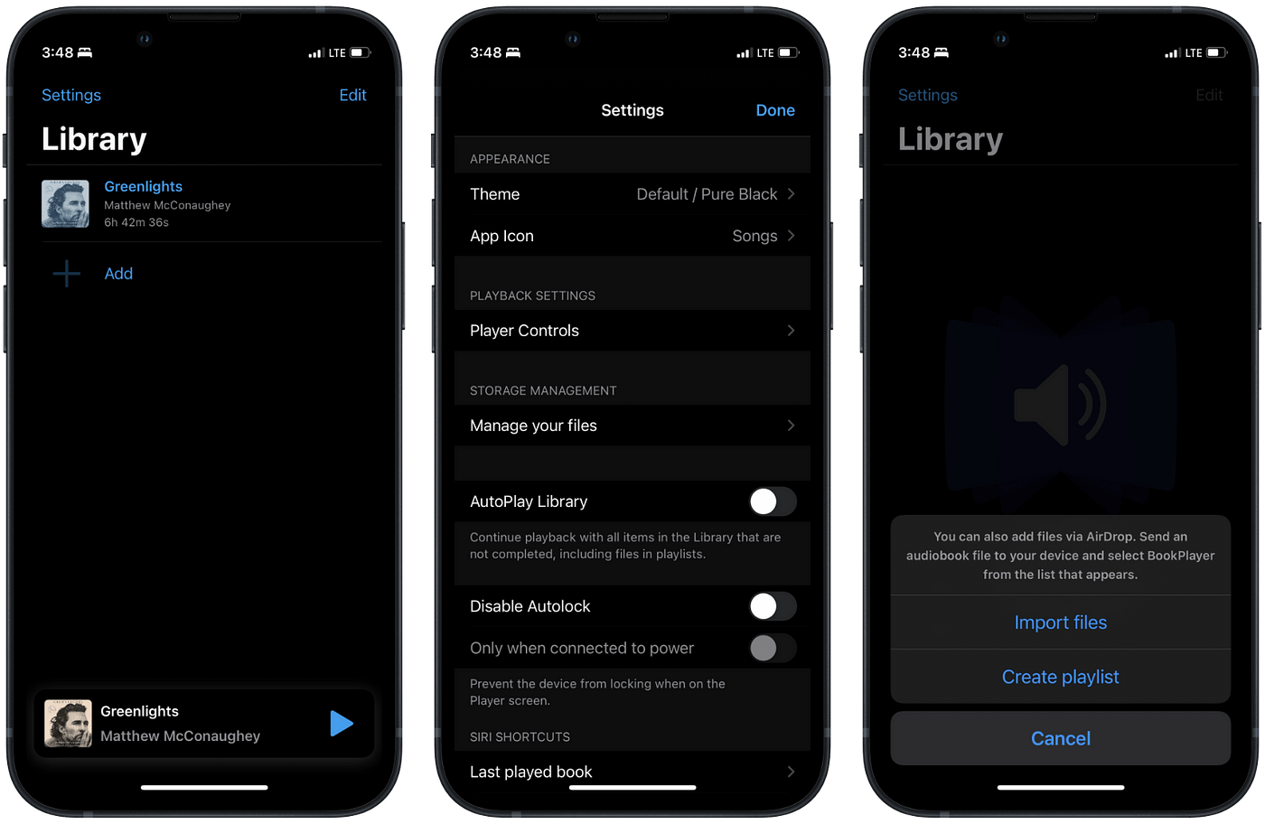 Screenshot of BookPlayer app on iOS 15