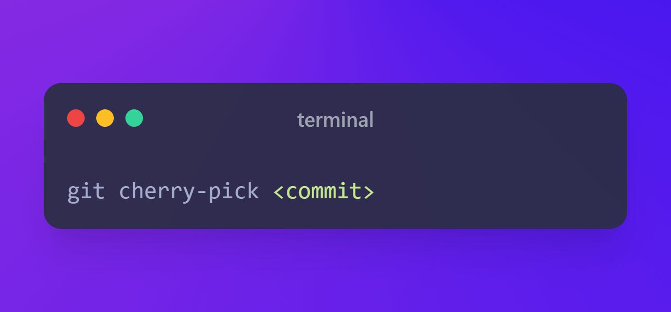 The git command: git cherry-pick