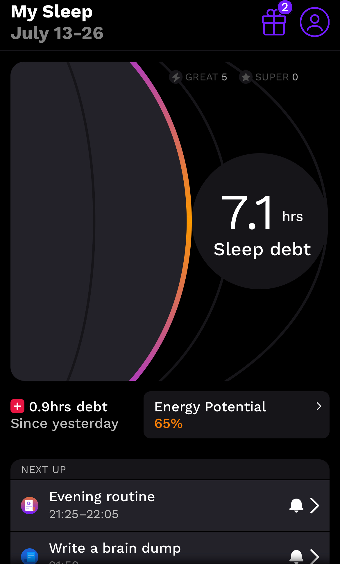 Ứng dụng Rise Sleep. Ảnh chụp màn hình của tác giả