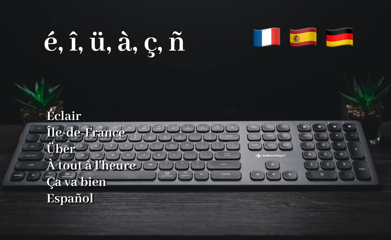 How to write French and Spanish, German accent mark (Diacritic) in