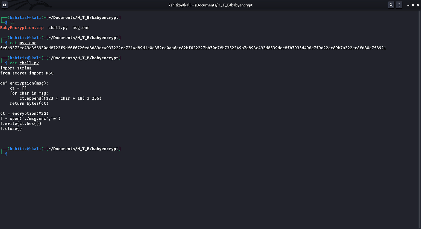 BabyEncryption | HTB | Write up. Write-up of HTB challenge… | by kshitij  kumar | Medium