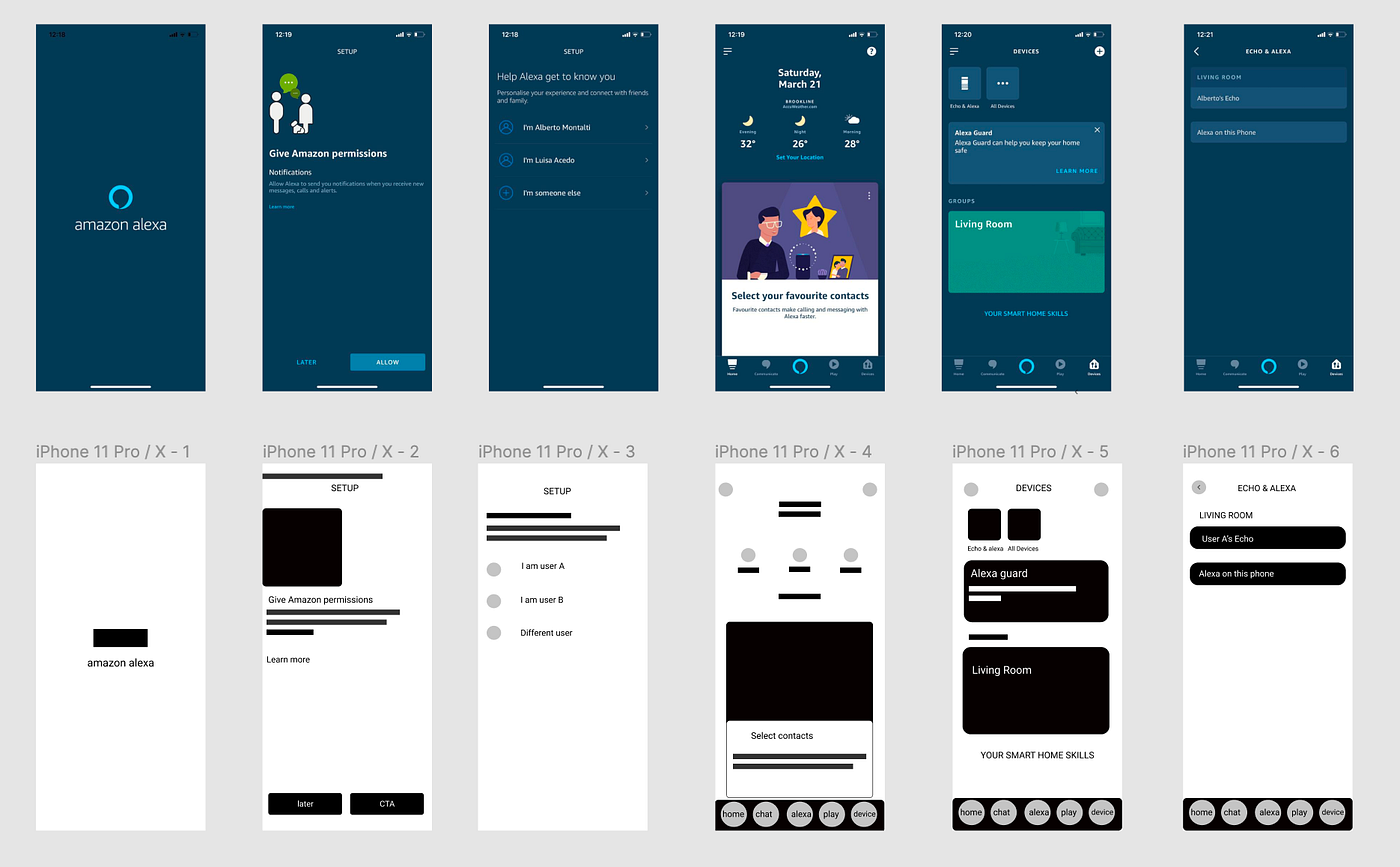 Wireframing Amazon’s Alexa app. Ironhack Challenge 2 — Reverse… by