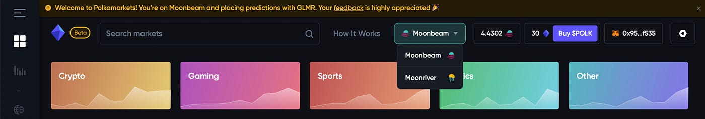 Network selector — how you can switch between networks in the interface