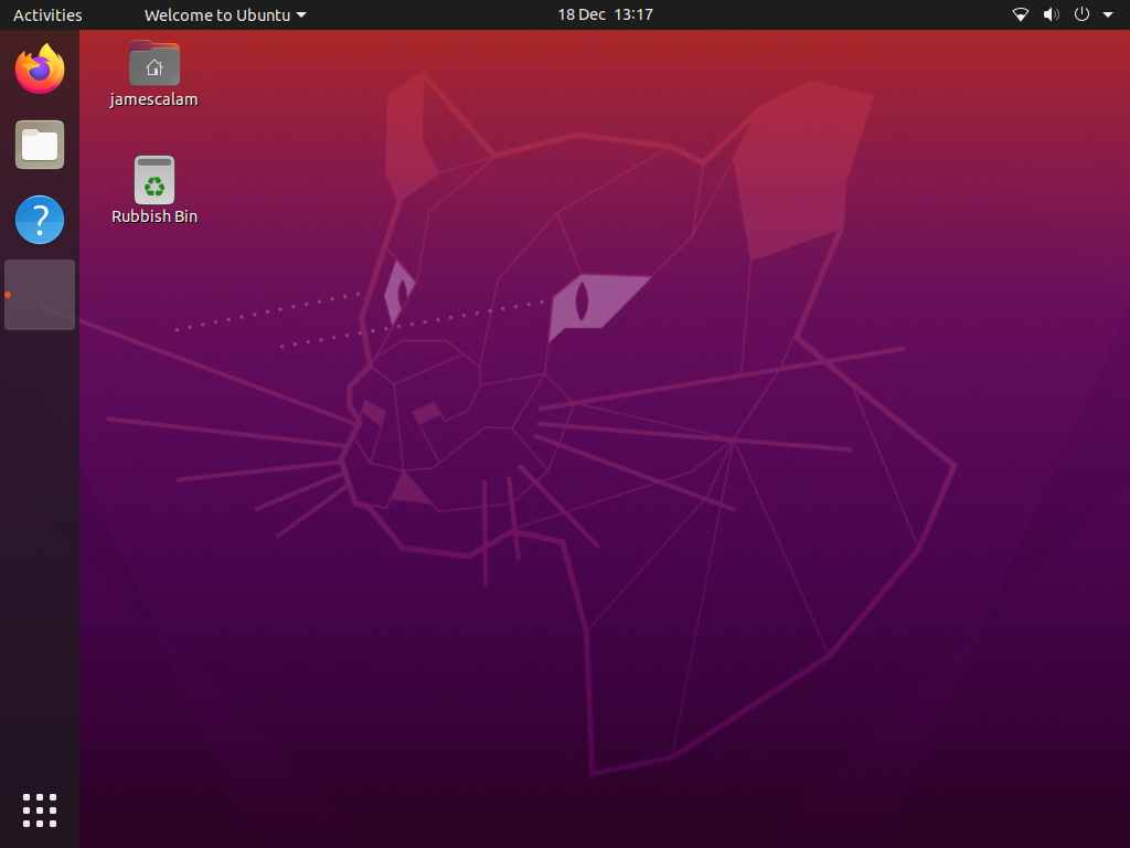 default Ubuntu home screen