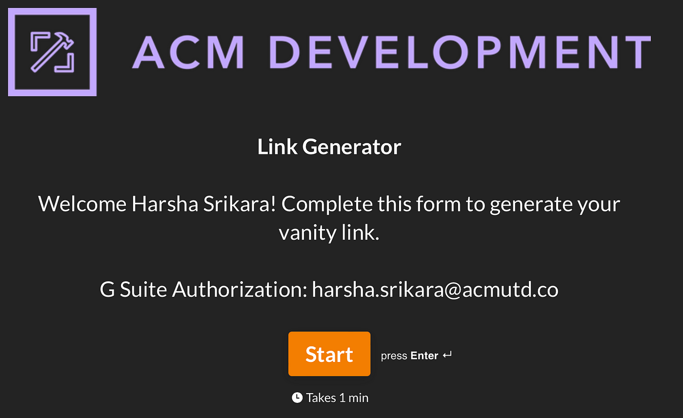 Marketing 101: Vanity Links. How I built a vanity link generator for… | by  Harsha Srikara | acmutd | Medium