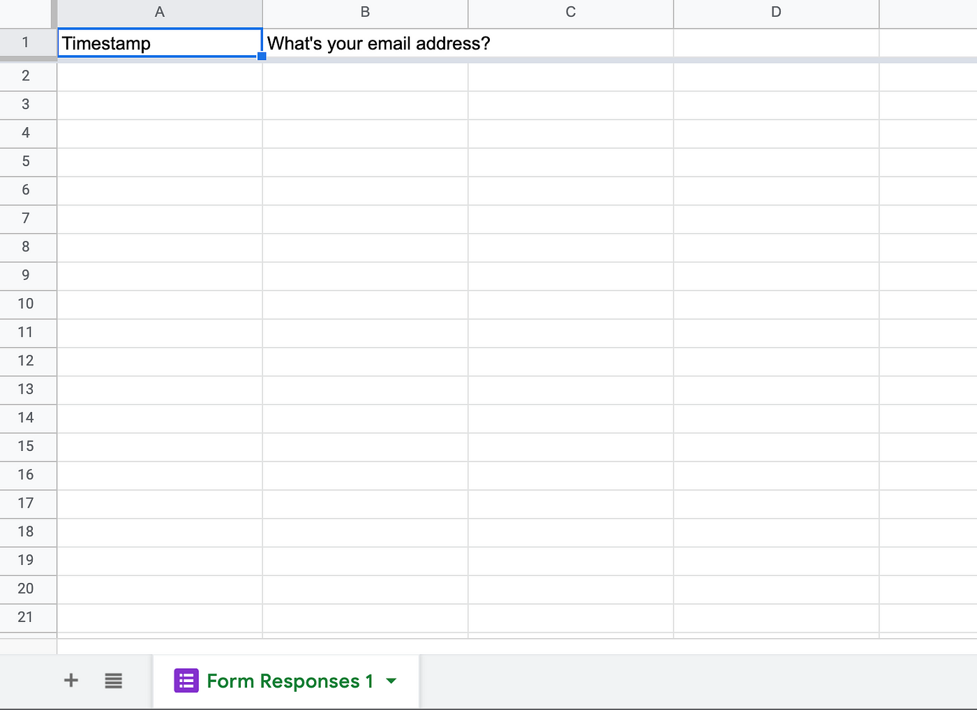 A blank spreadsheet for your responses