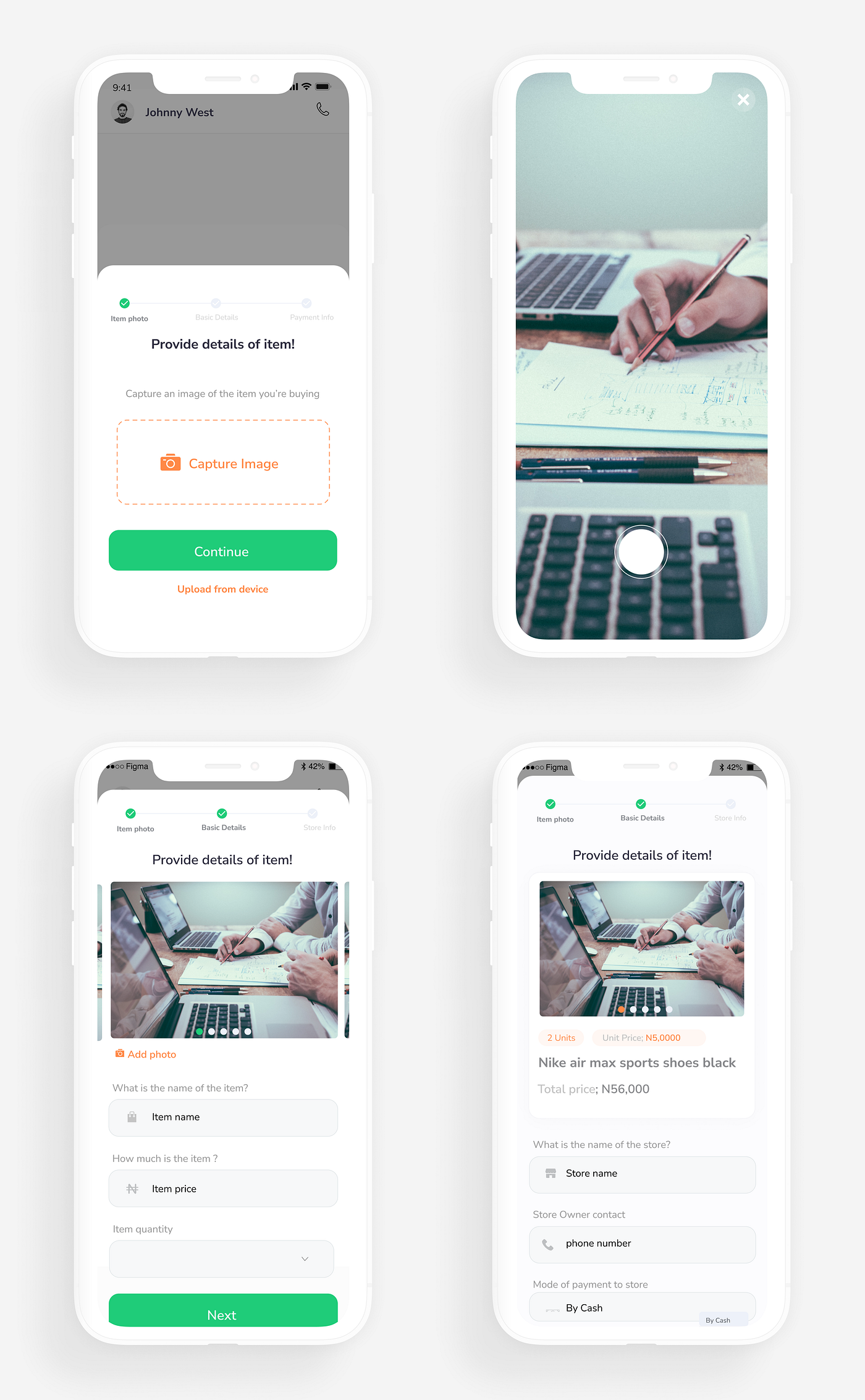 Flow to add the details of an item during shopping conversation