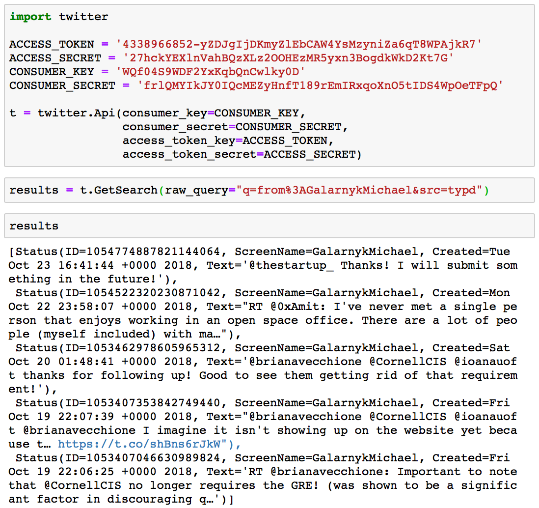 Access Data From Twitter Api Using R And Python By Michael Galarnyk Towards Data Science